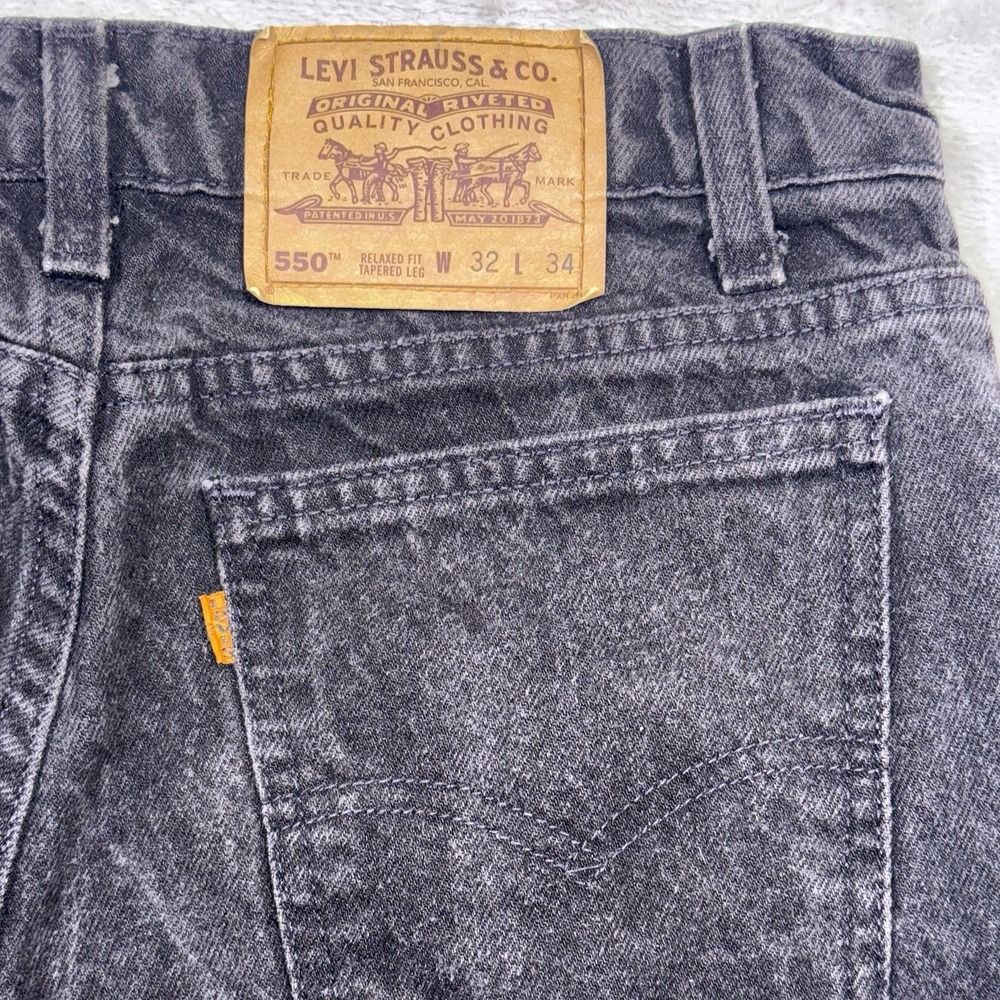 Levi's 550 Jeans Men 32x34 Black Relaxed Tapered Orange Tab Made in USA Vintage